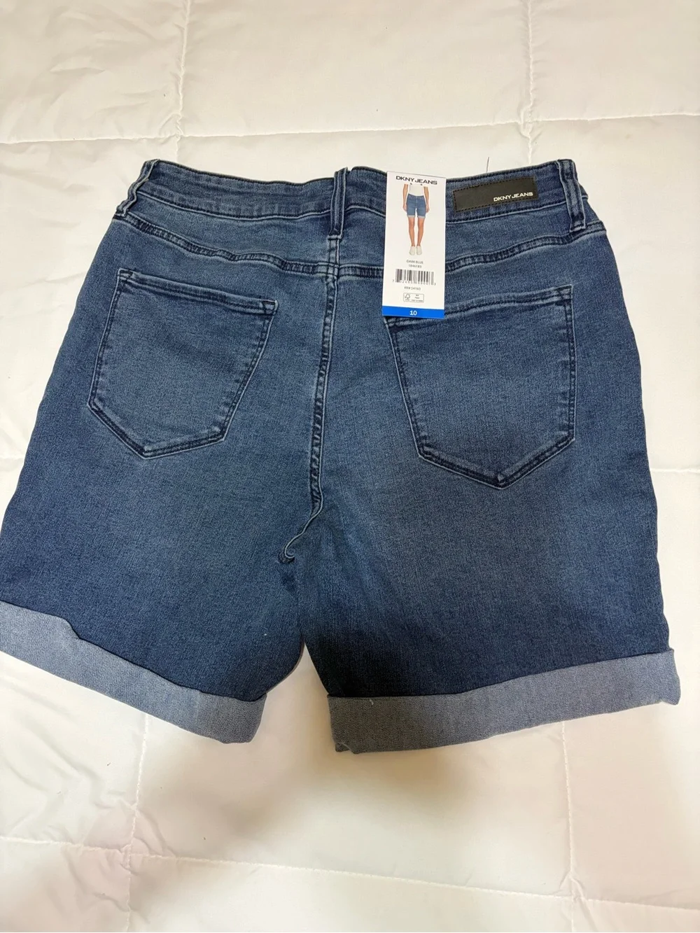 DKNY Dark Blue Rolled Cuff Denim Shorts